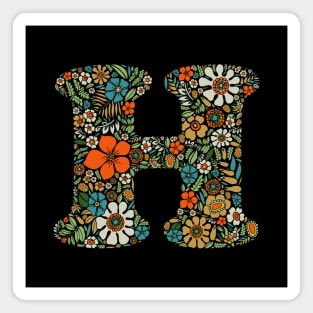 Hippie Floral Letter H Magnet